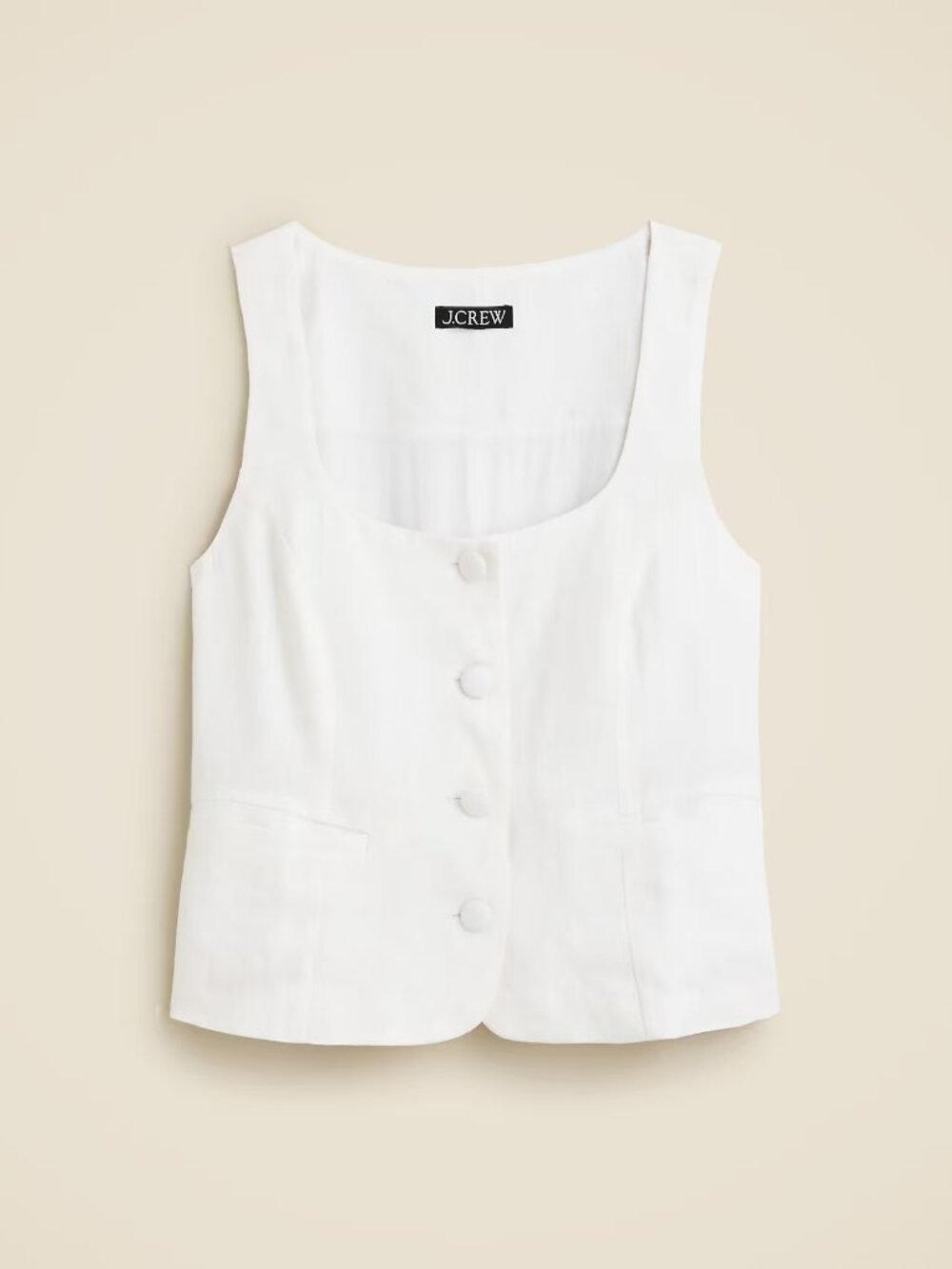 J. Crew Scoopneck linen-blend vest • Size 8 • BZ393 • White